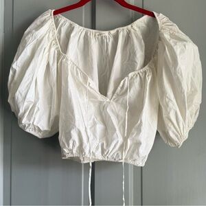 Doen 100% Cotton Salt / White Crop Top